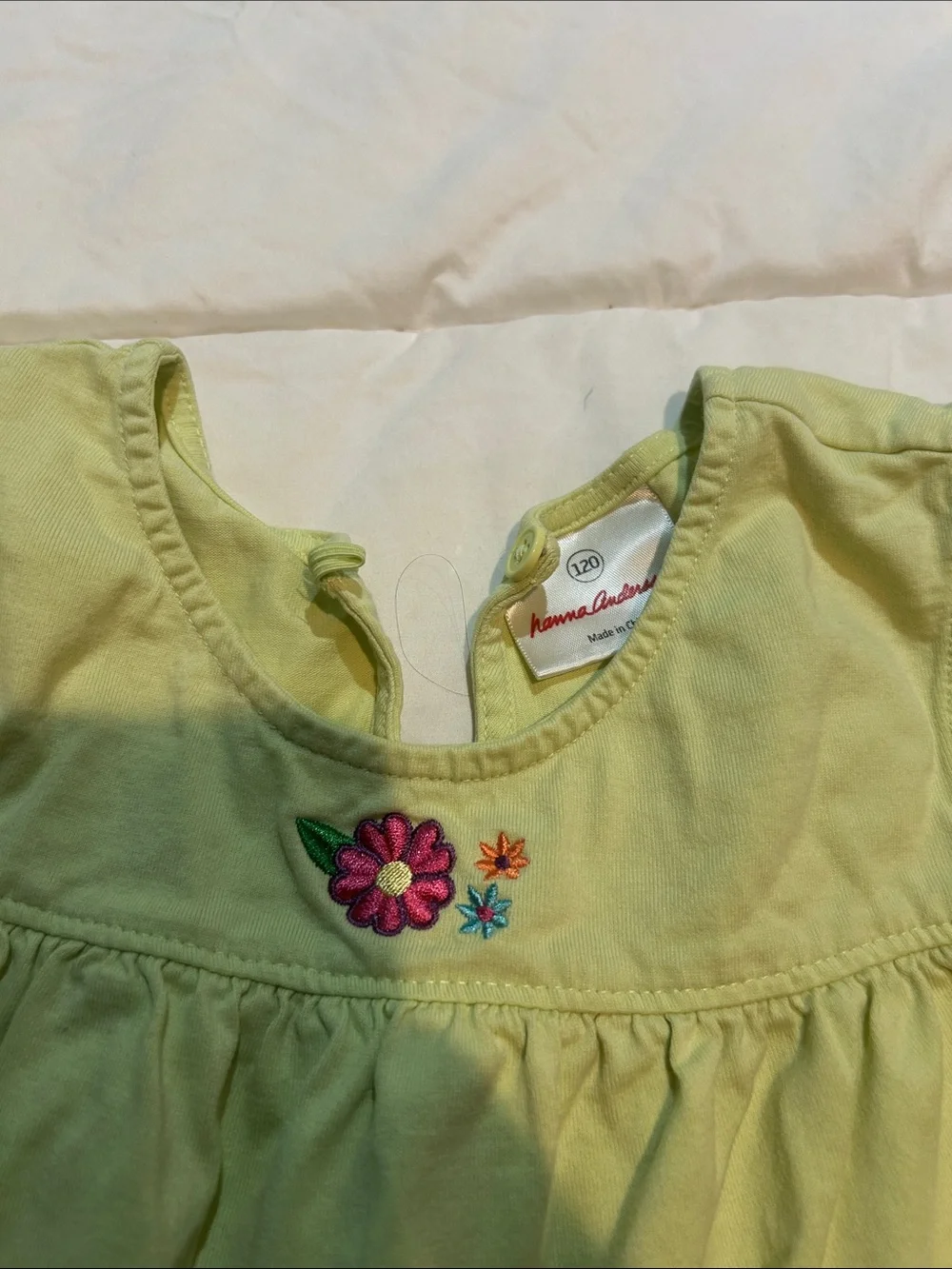 Hanna Andersson Girls Bright Green Ruffle  Dress Sz 6 Summer 120 Euro Casual